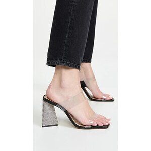 SCHUTZ "Ariellen" Embellished Heel Black Mules Sandals